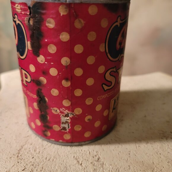 Asco Brand Syrup Advertising Tin Empty Paper Label Metal Can Vintage Polkadot - Picture 2 of 6